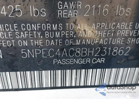 2011 Hyundai Sonata Limited из США, поврежденный, VIN 5NPEC4AC8BH231862